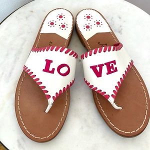 JACK ROGERS LOVE LEATHER THONG SANDALS, 8